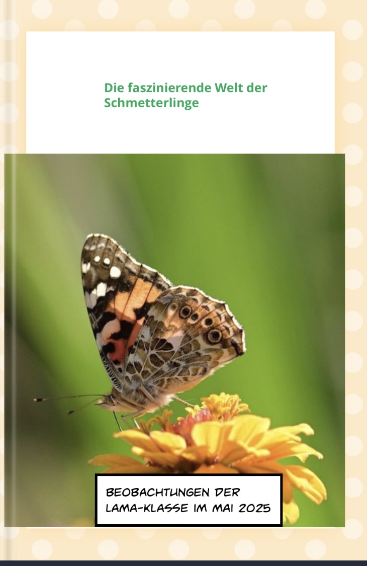 Cover des Beobachtungsbuchs der 2a  Bild mit einem Distelfalter